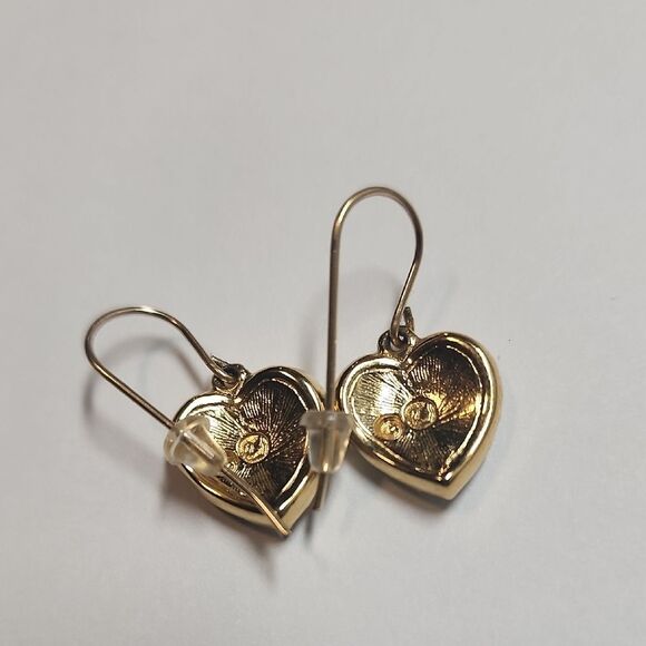Swarovski Heart-Shaped Gold Tone Dangle Earrings - Picture 2 of 3